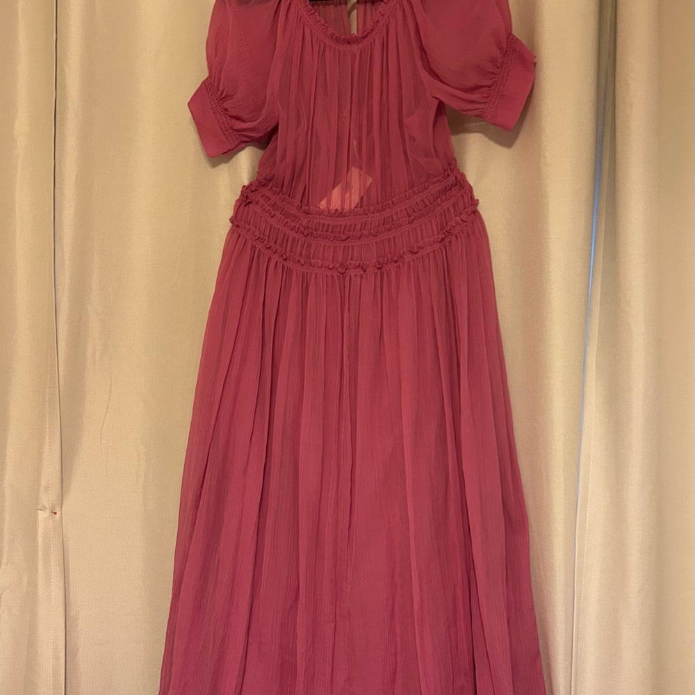Rebecca Taylor Vibrant Pink Midi Dress - Picture 4 of 5